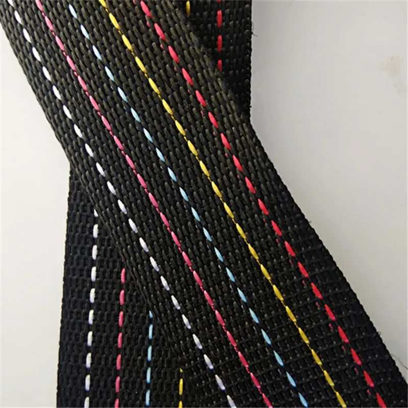 120cm Adjustable Women Bag Strap Trendy Stripe Design Lady Shoulder Straps Nylon Release Elastic Black Bag Belts Gold Buckle