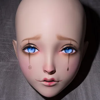 

(LiLi Mask-07) Sweet Girl Resin Half Head Customize Cosplay Japanese Role Play Anime Silicone Kigurumi Mask Crossdresser Doll