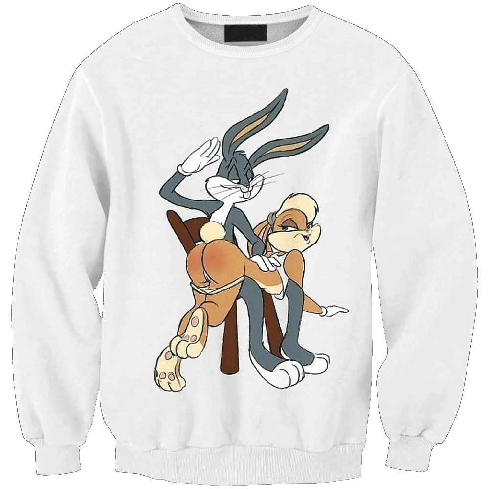 Bugs Bunny print simple Casual white relaxtion oversized Clothes Free shipp...
