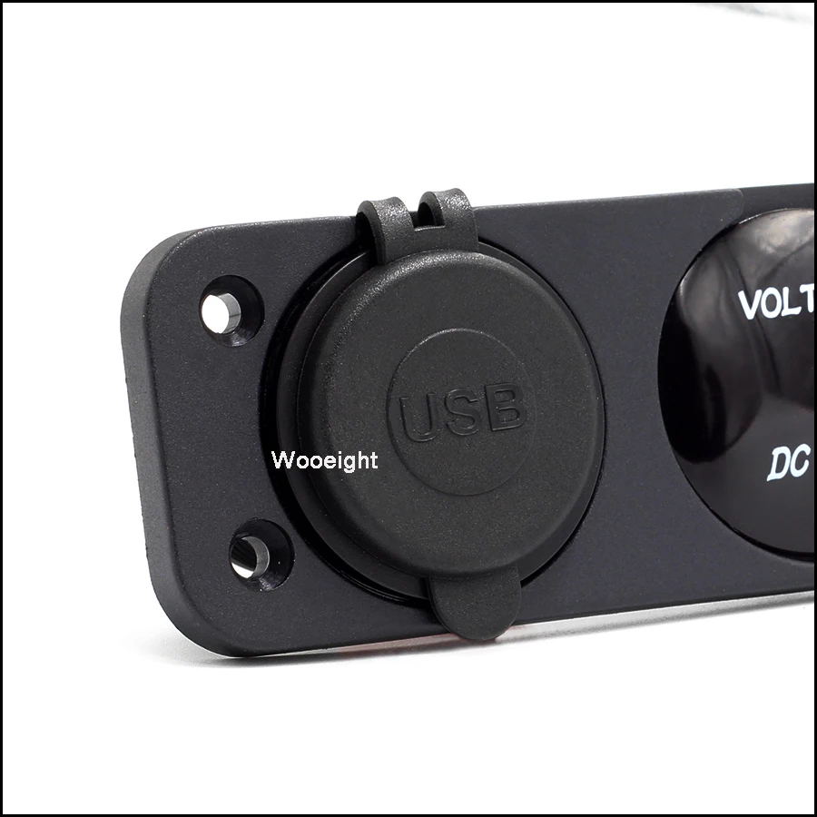 Wooeight Dual USB Car Charger Plug USB Adaptor 12V Cigarette Light Socket LED Digital Voltmeter For Marine Boat Cars Motorcycle (3)