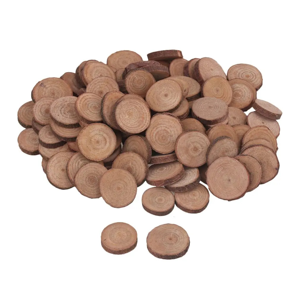 

2cm-3cm Dia Natural Pine Wood Unfinished Round Discs Tree Bark Wooden Circles for DIY Crafts Set of 100