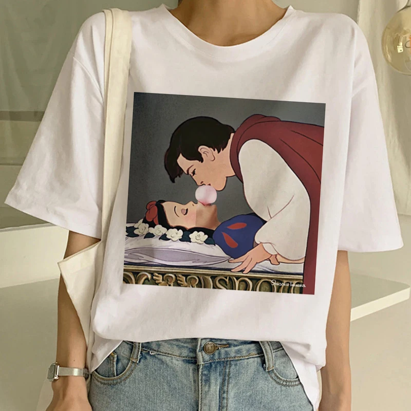 جديد الظلام سنو وايت المتناثرة 90 s T قميص امرأة الجمالية قصيرة الأكمام الجرافيك التي شيرت مضحك تي شيرت مطبوع Ullzang أعلى المحملات الإناث