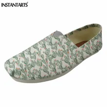 INSTANTARTS кактус с цветочным принтом слипоны Туфли без каблуков удобные женские летние парусиновые Полуботинки летние Breathabale Лоферы для девочек