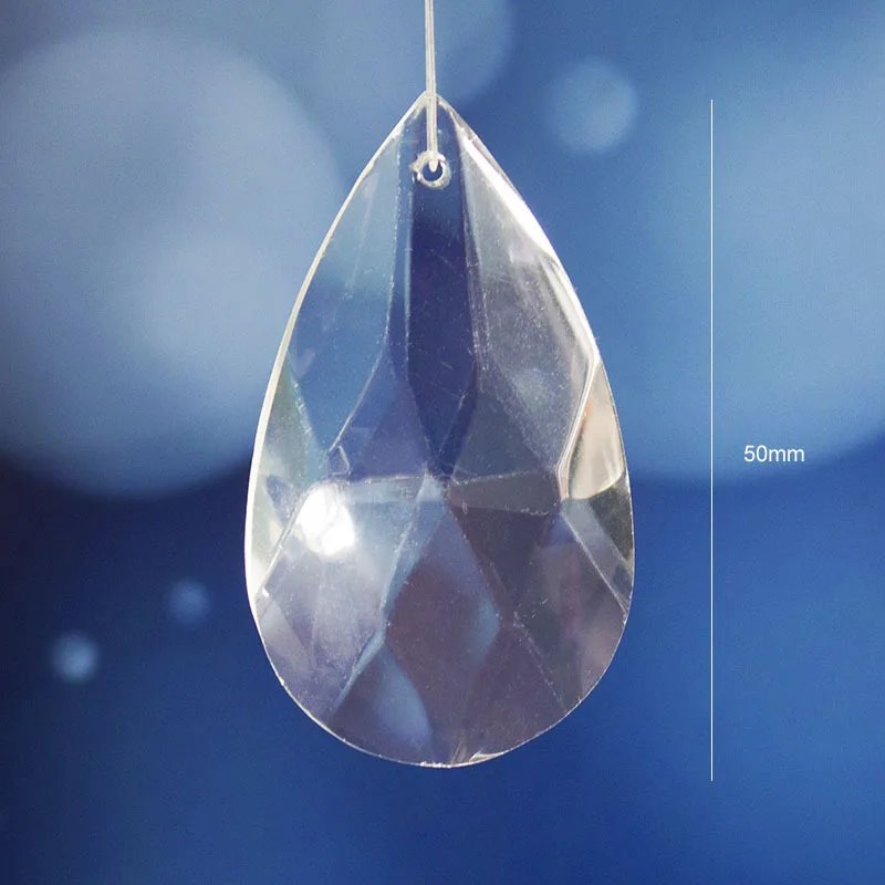 (12 pieces/lot) 50mm Faceted Teardrop Glass Crystal Prisms Chandelier