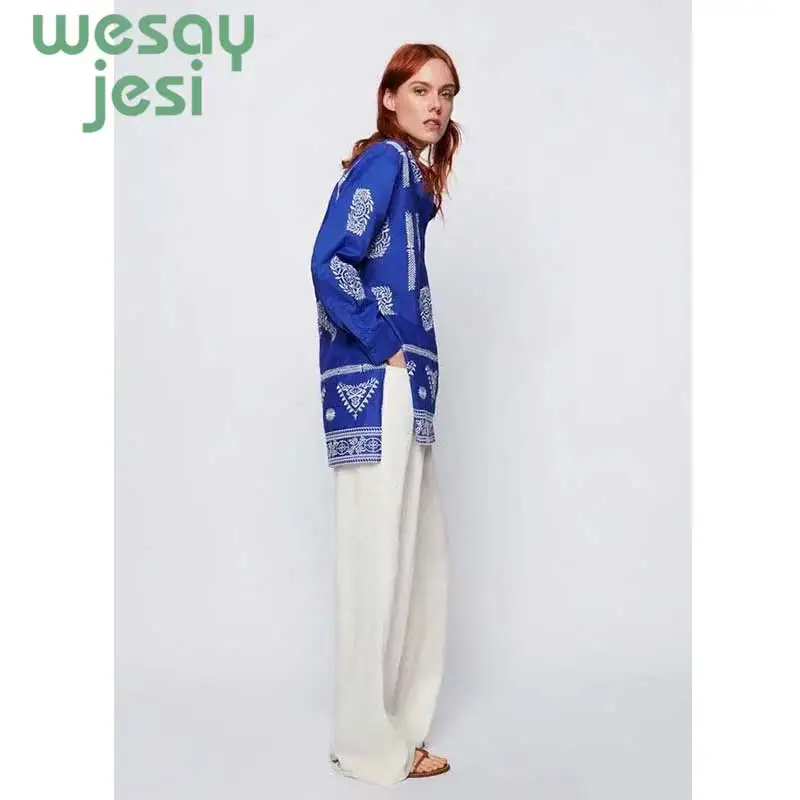 Casual Loose Women Shirts 2019 Autumn New Fashion Collar Plus Size Blouse Long Sleeve Buttons blue Shirt Women Tops Streetwear