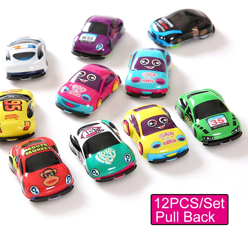 Lot De 12 Bebe Jouets Mignon Tirer Arriere Voitures Jouet Voitures Pour Enfant Roues Poche Mini Voiture En Plastique Modele Drole Enfants Jouets Pour Garcons Filles Aliexpress