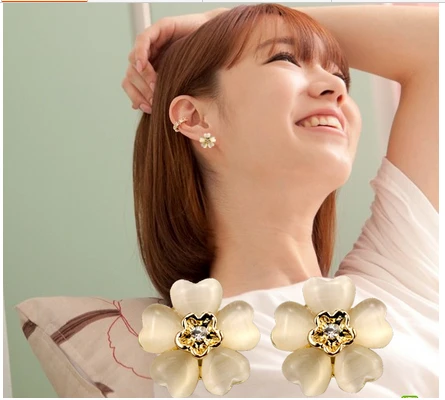 Сладкий Опал цветы уха клип Корейская версия моды леди уха украшения LM-C291