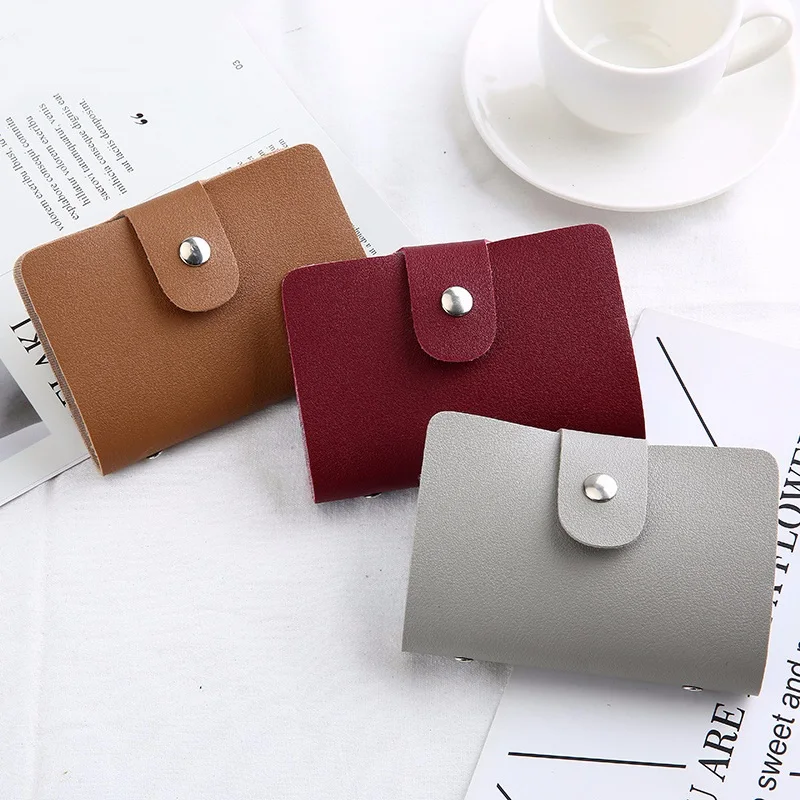 New PU Leather Function 24 Bits Card Case Business Card Holder Men Women Credit Passport Card Bag ID Passport Card Wallet H088