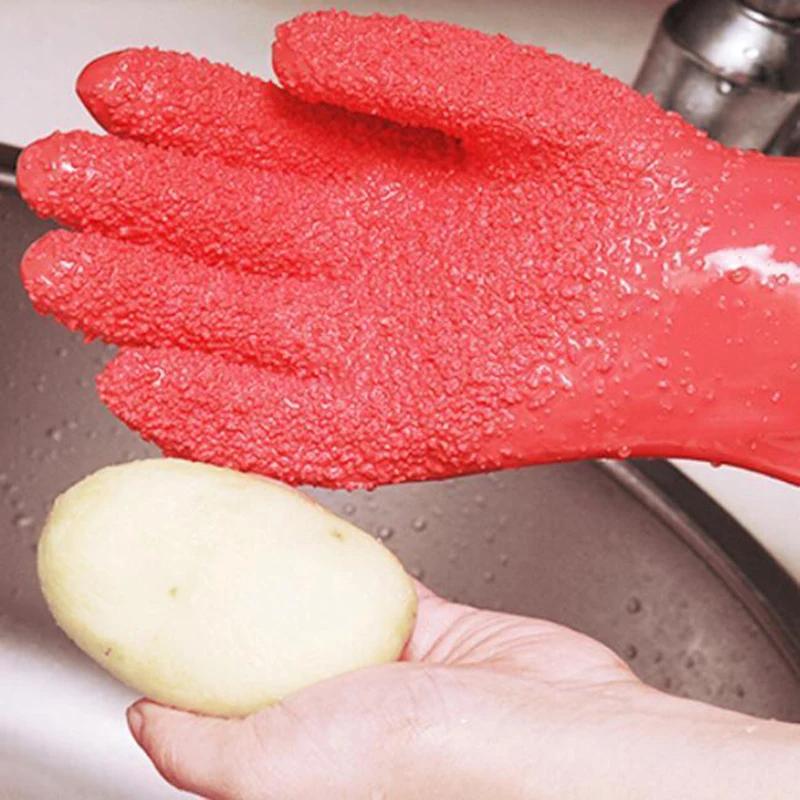 Portable Peeled Potato Cleaning Gloves Kitchen Peeling Fruits