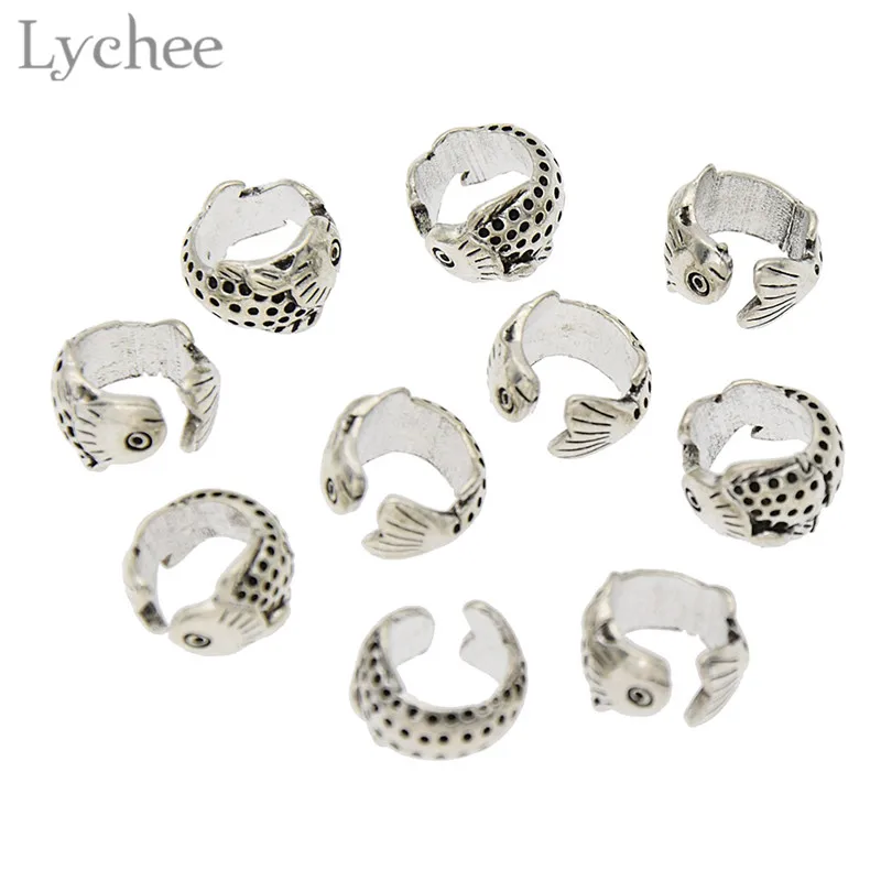 Lychee 10 шт. винтажные рыбные дреды бусины сплав длинные волосы коса клипсы манжеты