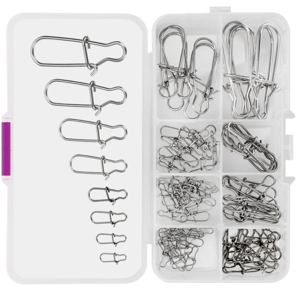 100 Pcs Fishhooks Fishing Lure Snap Connector Nice Fastlock Snap Lure Hooks for Fly Hook Fishing Rod line Connecting Monsters