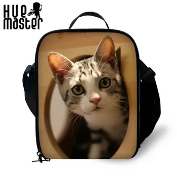 

HUE MASTER Lunch Bag 3D Cat Print Insulated Food Box for Kids Boys Girls Women Picnic Cooler Bag Bolsa Lancheira Thermo Bags