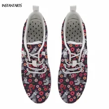 INSTANTARTS Kawaii 3D Schnauzer цветочный принт Женская водонепроницаемая обувь дышащие на шнуровке, плавательные кроссовки летняя обувь для плавания