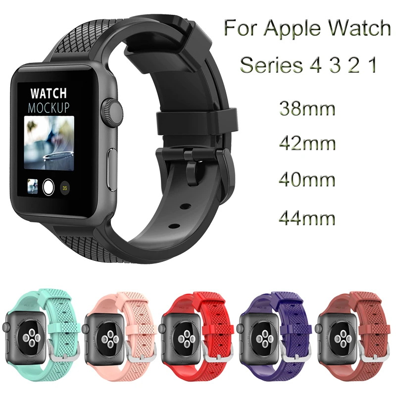 Спортивный силиконовый ремешок для apple watch band 42/38 мм и для apple watch 4 44 мм Браслет apple watch 4 0 мм для iwatch series 3 2 1