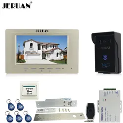 JERUAN роскошный 7 ''видеодомофон видео-телефон двери Системы + 700TVL RFID Доступа Водонепроницаемый Touch ключ Камера + электрический падения