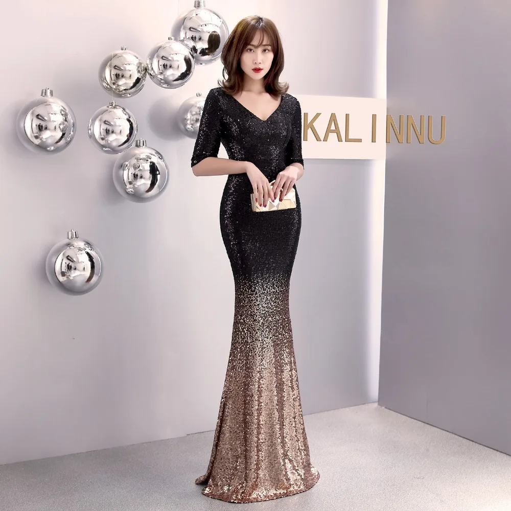 Dress Summer with Sequin Woman Half Sleeve V Neck Mermaid Luxury Long Dress Women Sexy Night Club Party Maxi Ladies Dresses (4)