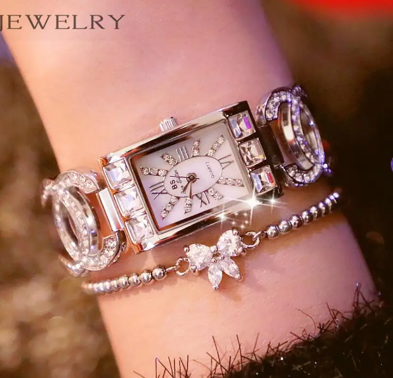 

2018 New Women Rhinestone Watches Lady Dress Luxury brand Bracelet Wristwatch ladies Crystal Quartz Clocks gift Montre Femme