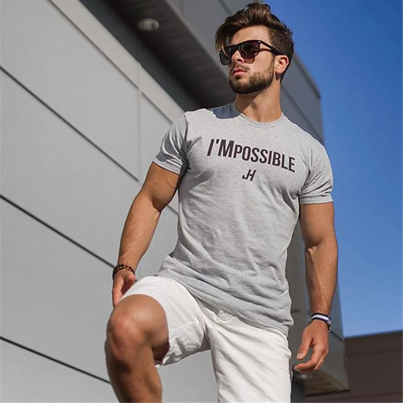 

Fitness T shirt Men's O-neck Slim Fit Pure Cotton T-shirt Fashion Short Sleeve T shirt Men's Tops Casual Tshirt M-XXL