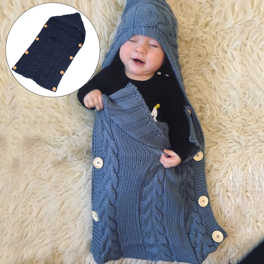Baby Swaddle Wrap Warm Cotton Crochet Knitted Newborn Infant Sleeping