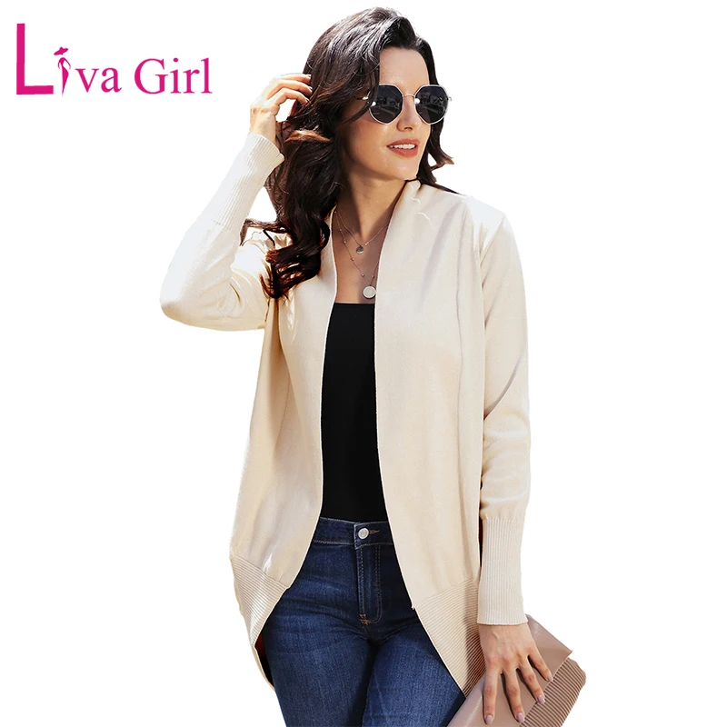 

LIVA GIRL Casual Solid Open Front Knit Sweater Women 2019 Autumn Winter Long Sleeve Open Cardigans Ladies Coat Outerwear S-XXL
