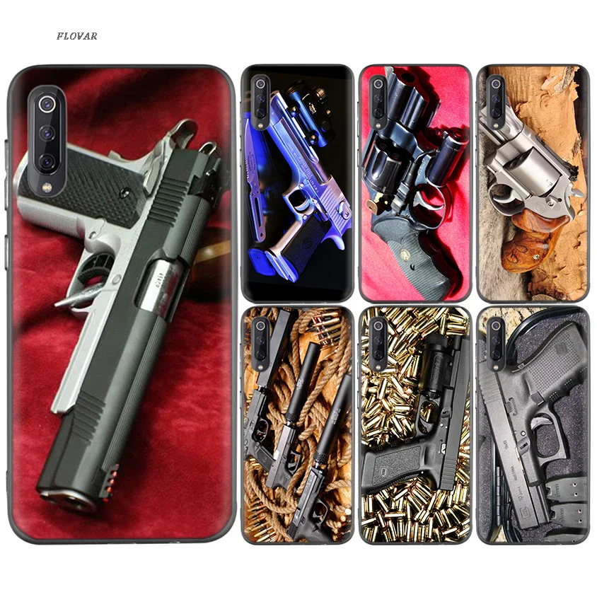 

Pistolas Glock weapon gun Bullet Case For Xiaomi 9 8 A2 lite A1 Play Xiomi Redmi Note 7 6 5 Pro 4X 4 5 Plus Case Black Soft TPU