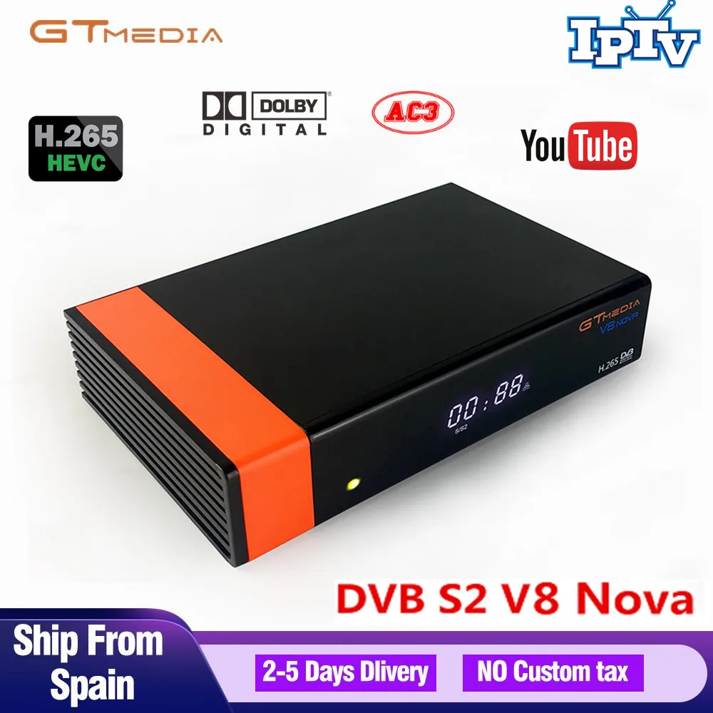 

Gtmedia DVB-S2 V8 Nova HD Digital Satellite Receiver Built-in Wifi H.265 MPEG4 Support Dolby AC3 Cccam IPTV Youtube Freesat V8