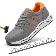 Защитная обувь со стальным носком; мужская легкая дышащая обувь на среднем каблуке; Рабочая обувь