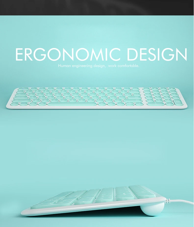 O teclado com fio usb ergonômico de b.o.w 96 chaves