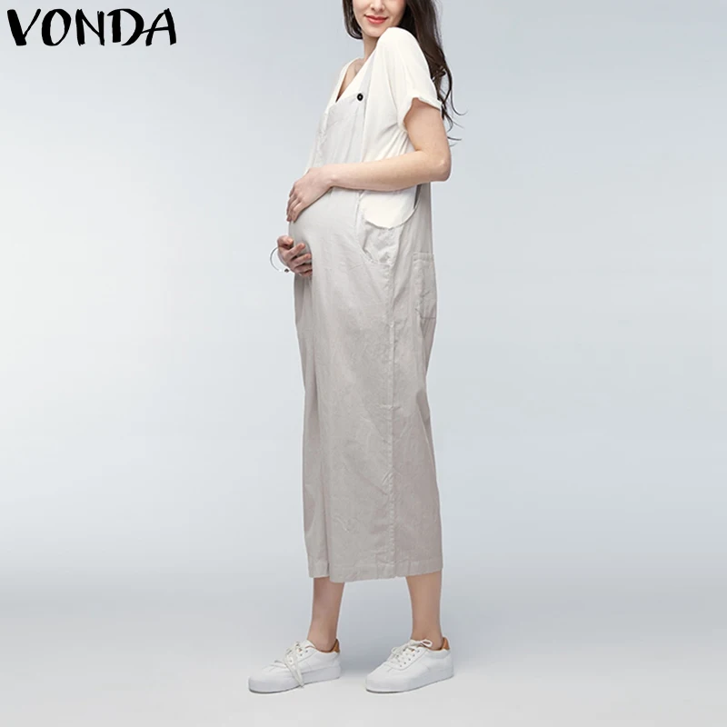 VONDA, летние повседневные свободные женские комбинезоны, Одежда для беременных, штаны для беременных, штаны для мам