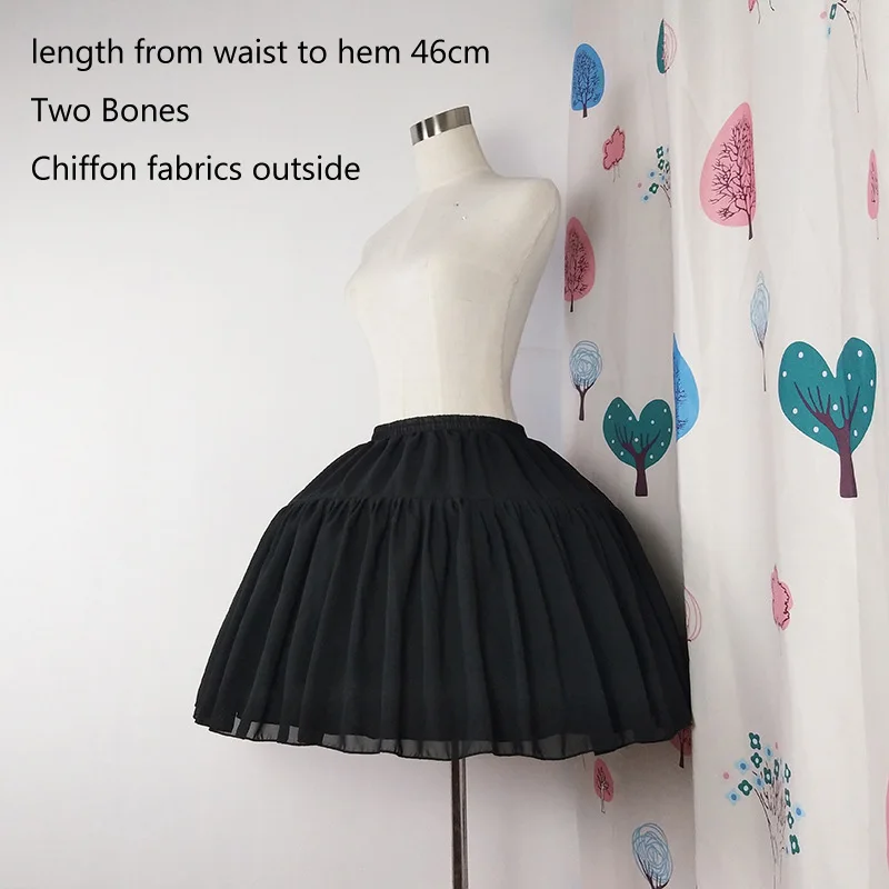 E JUE SHUNG Ball Gown Underskirt Short Dress Cosplay Petticoat Chiffon Two Bones Lolita Petticoat  Ballet Rockabilly Crinoline