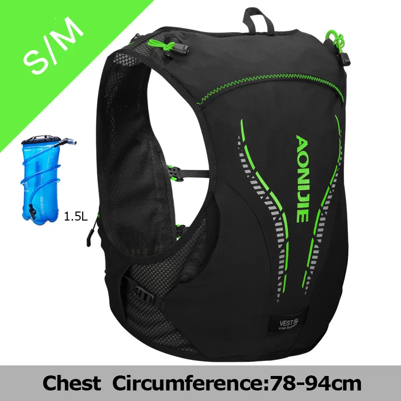 AONIJIE 5L жилет пакет дышащий Легкий Trail гидратации рюкзак сумка бутылка воды марафон бег Туризм Велоспорт - Цвет: Black Green S-M 1