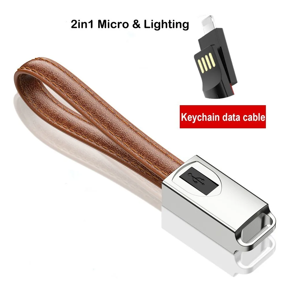 

Keychain 2 in 1 Micro Usb Cable For iPhone X Xr Xs Max 8 7 6 6s Charger Cord Fast Charging Data Wire Portable Mobile Phone Cable