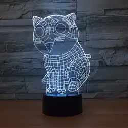 Cut CAT модель светодиодный 7 цветов Лампа 3D ночник дистанционного Touch USB Настольная Таблица Lampara лампе Детские спальные Атмосфера лампы