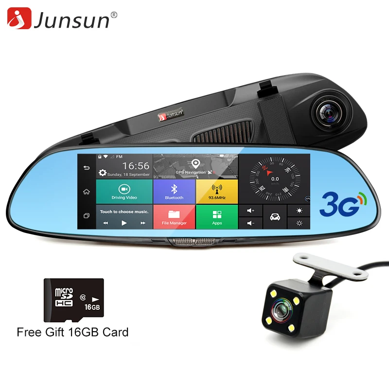 Бесплатная 16 ГБ карты junsun 7 дюймов 3 г автомобиля GPS навигации Android WI-FI DVR Камера