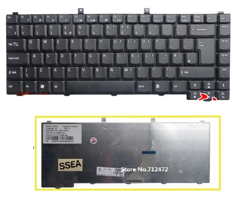 Новая английская клавиатура SSEA для США Acer Aspire 3100 3650 3690 5610 5515 5100 5110 5030 5500 5630 5650 5680 9110