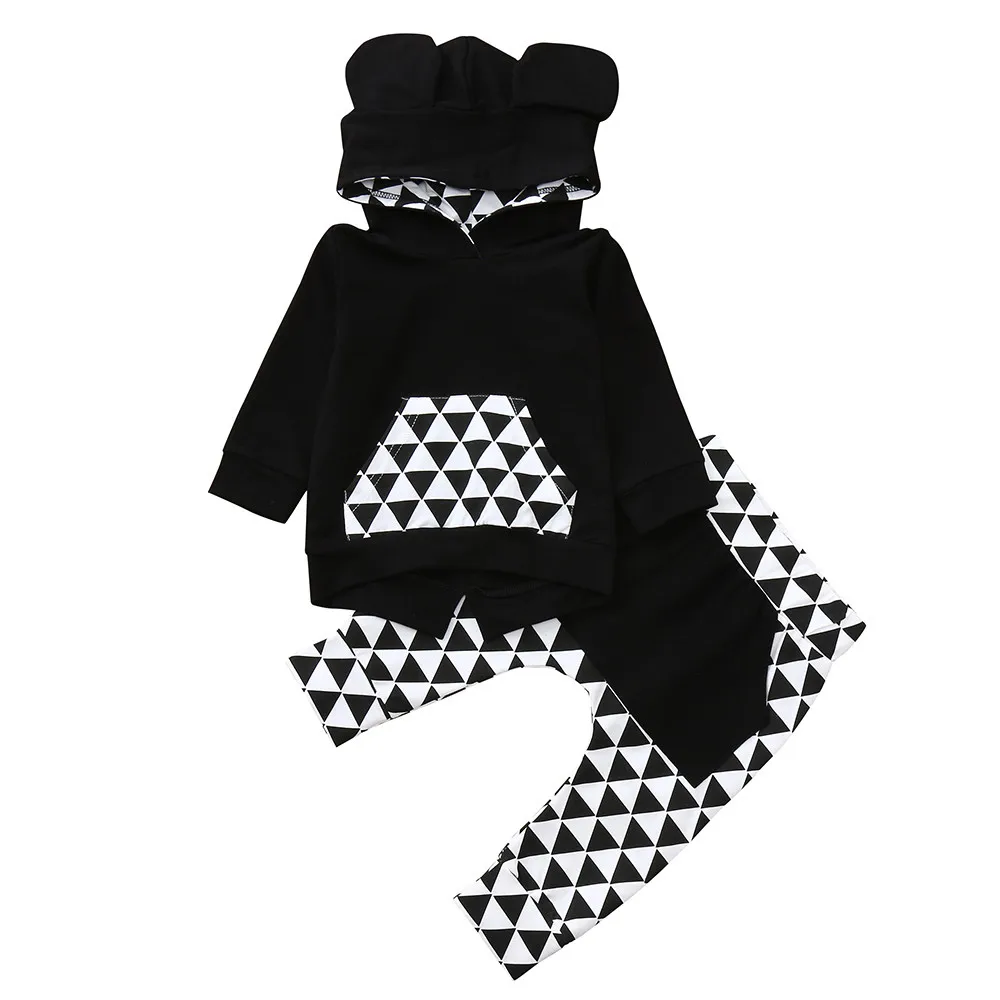 

Boutique Kids Clothing Baby Clothes Boys Girls Long Sleeve Geometry Print Tops+ Pants Outfits Clothes Roupas Infantis Menina