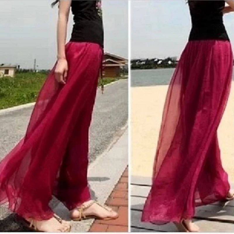 Buy women Chiffon pants silk summer beach pants Wide