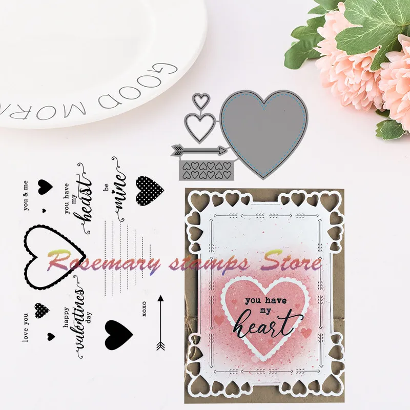 

Rosemary stamps You Have My Heart Matal Cutting Dies and Stamps for Scrapbooking Photos Decorative EmbossingPaper Cards