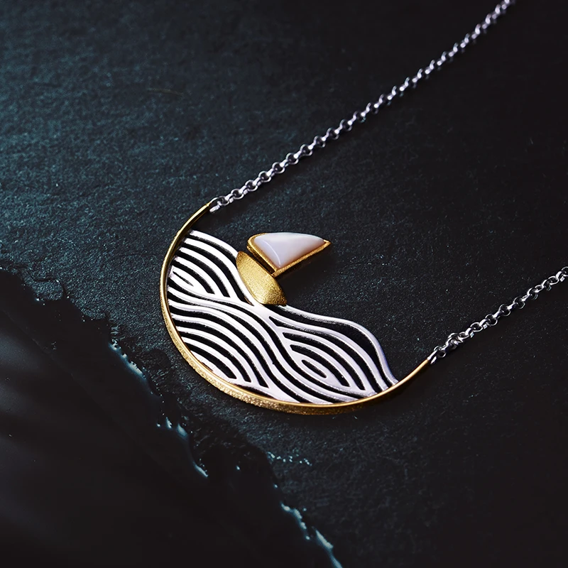 Lotus Fun Real 925 Sterling Silver Handmade Designer Fine Jewelry Creative Sailboat Necklace for Women Acessorio Collier - Image 2