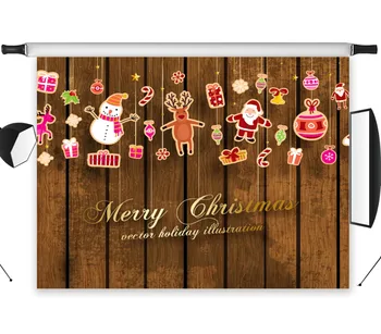 

Polyester & Vinyl Christmas Theme Ornament Snowman Santa Claus Studio Backdrop Photography Photo Props Photographic Background