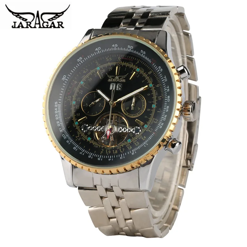 JARAGAR Mens Watches Top Brand Luxury Automatic Mechanical Watch Men Full Steel Business Sport Clock Man 3