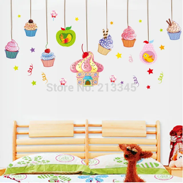 [Fundecoration] DIY наклейки на стену с мороженым домашний декор для детских комнат
