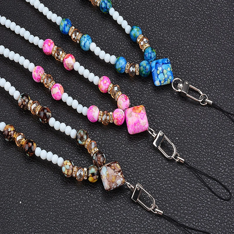 Pearl necklace Lanyard for cell phone key Mobile Phone Straps Keychain