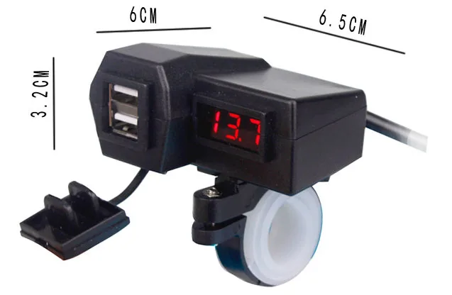 Двойной зарядное устройство USB прикуриватель разъем светодиодный вольтметр адаптер амперметра