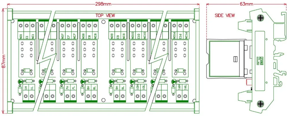 Электроника-салон DIN рейку AC/DC 12 В управления 16 SPDT 16Amp сменный Мощность Модуль реле, g2R-1-E