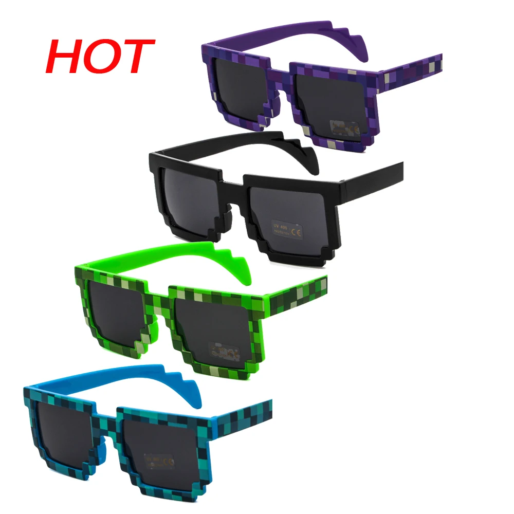 

5 color Fashion Sunglasses Action Game Toys for children kids Minecrafter Square Glasses With EVA Case gloves toys
