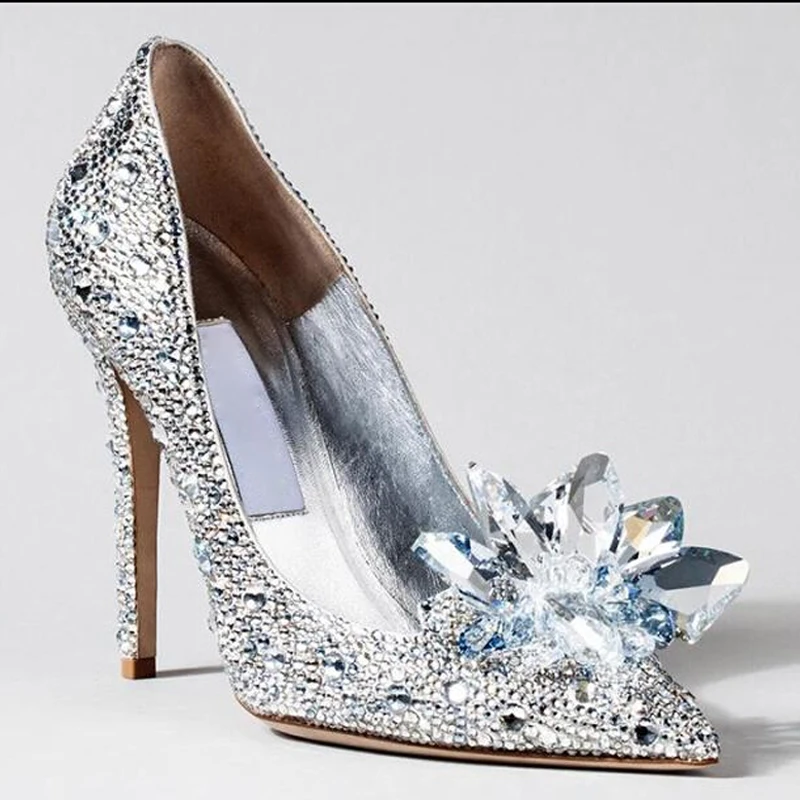 cheap silver and rhinestone shoes