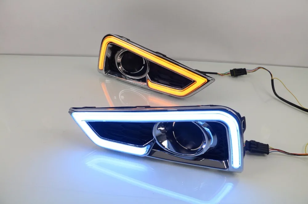 

Qirun led drl daytime running light for Honda CITY with yellow turn signals +dimmer and blue night running light