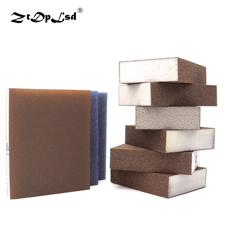 1pc Doublesided Polishing Sponge Sandpaper Sanding Block Pad Set Wood