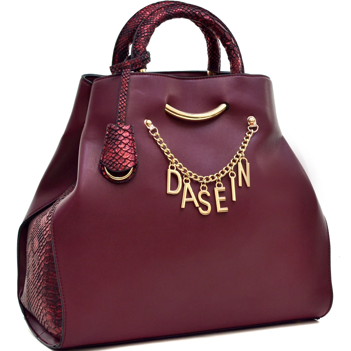Dasein Women's Designer Signature Top Zip Ring Tote Bag Satchel Handbag Purse  with Embossed Trim (3)